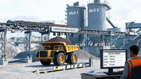 Bulk logistics truck scale and conveyor weighing