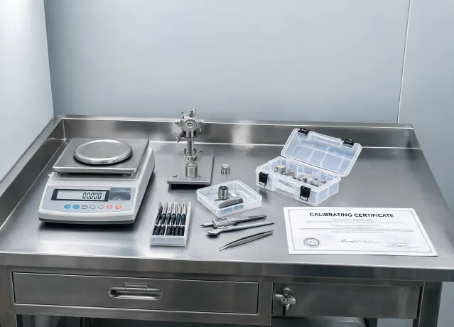 Calibration repair bench for weighing instruments